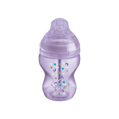 Tommee Tippee Advanced Anti-Colic Feeding Bottle, 260ml x1 - Girl