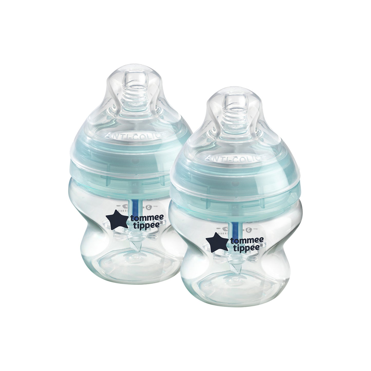 Tommee Tippee Advanced Anti-Colic Feeding Bottle, Slow Flow, 150ml x2 - Blue