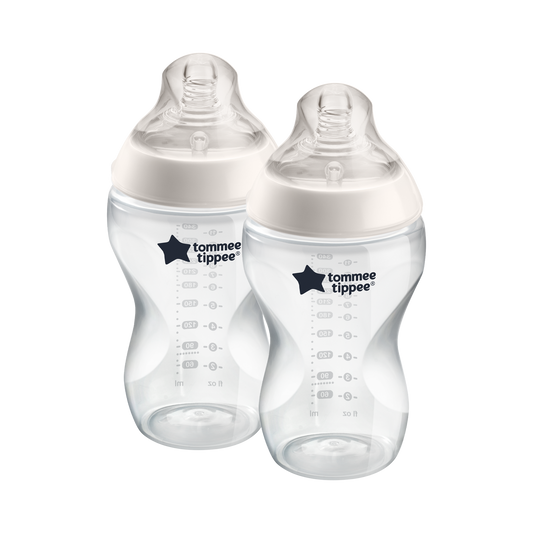 Tommee Tippee Closer to Nature Feeding Bottle, 340ml x 2  - Clear