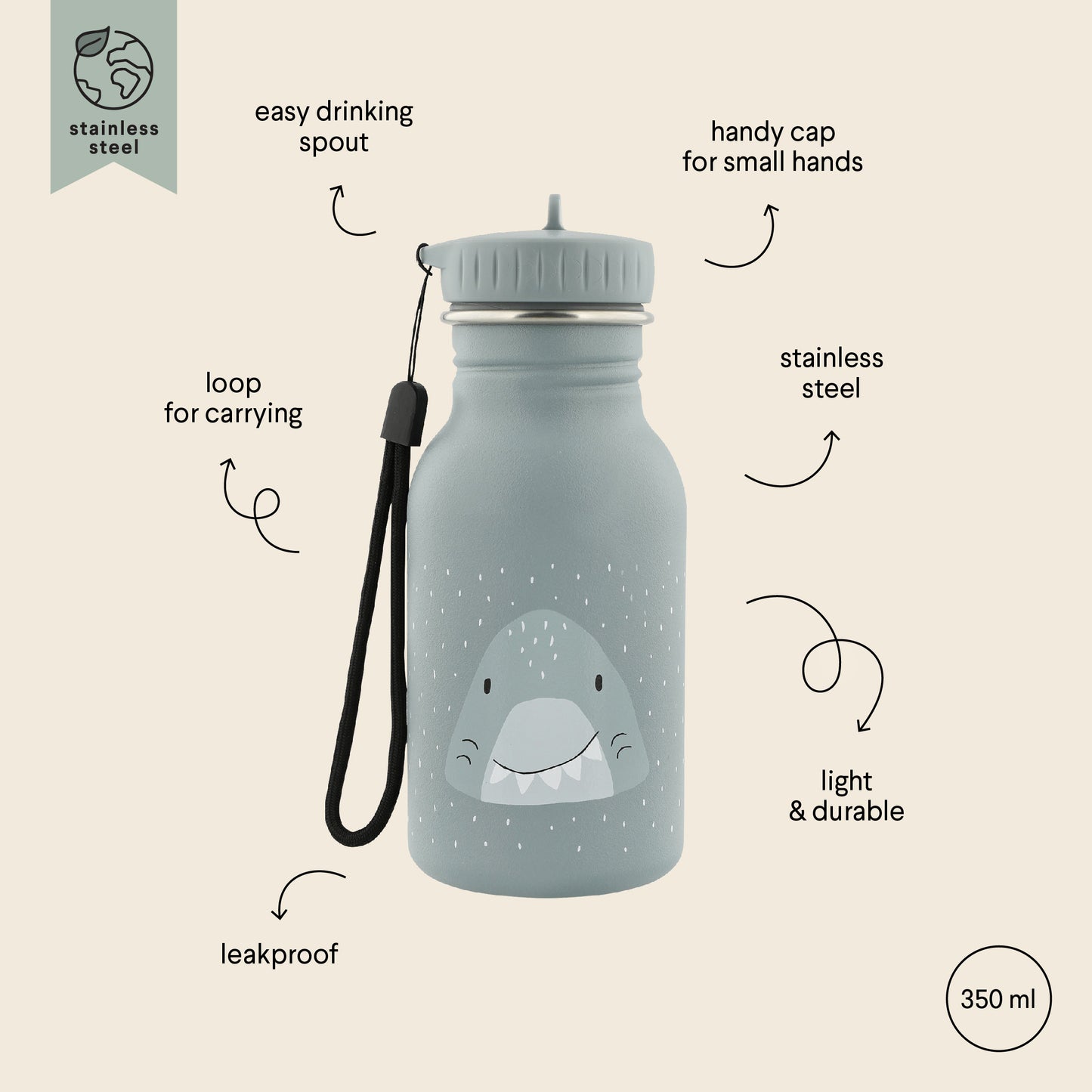 Water Bottle (350ml) Mr. Shark