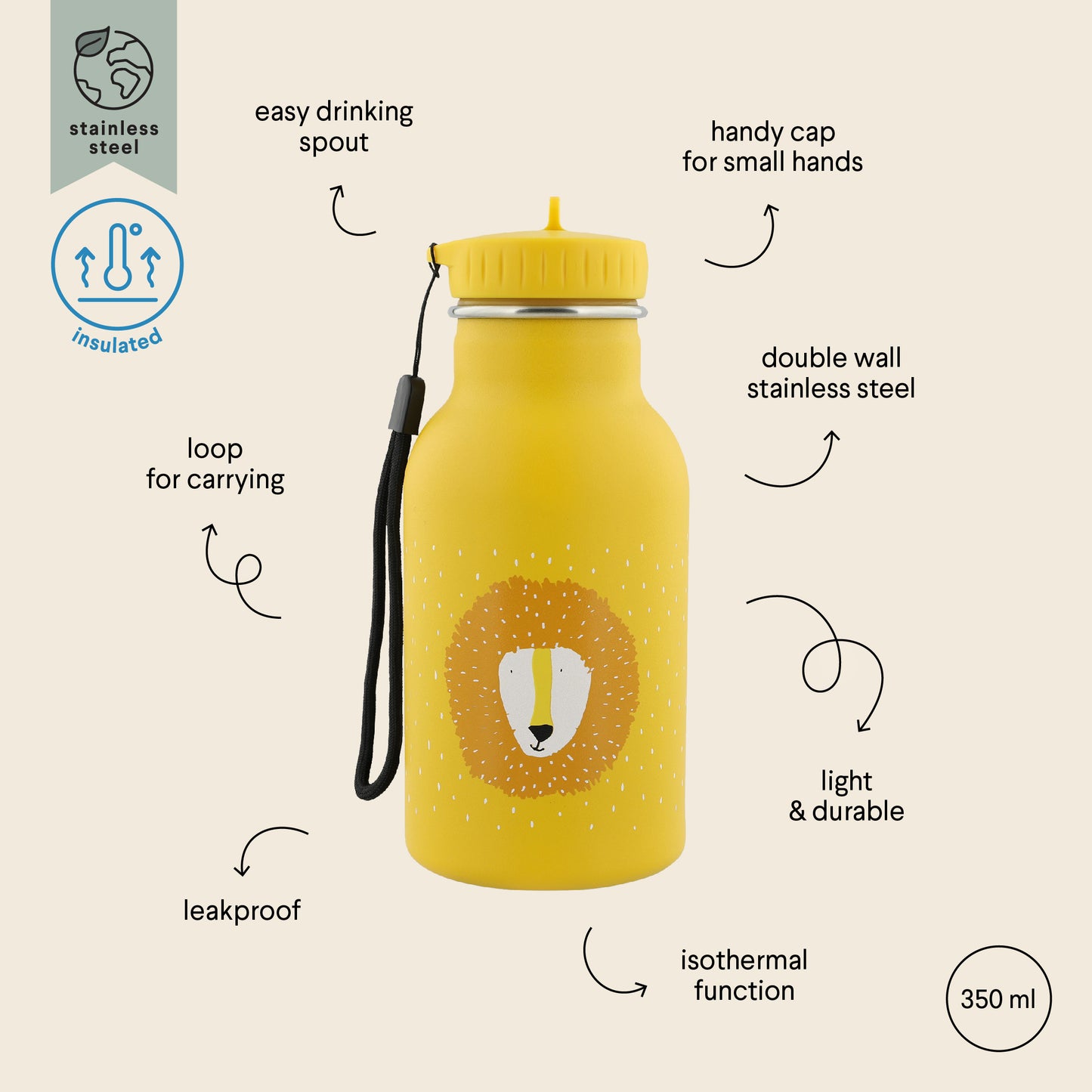 INSULATED Water Bottle (350ml) - Mr. Lion