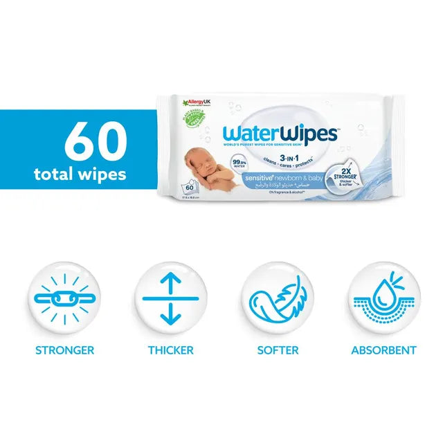 WaterWipes Pure Baby Wipes – 60 Wipes Pack