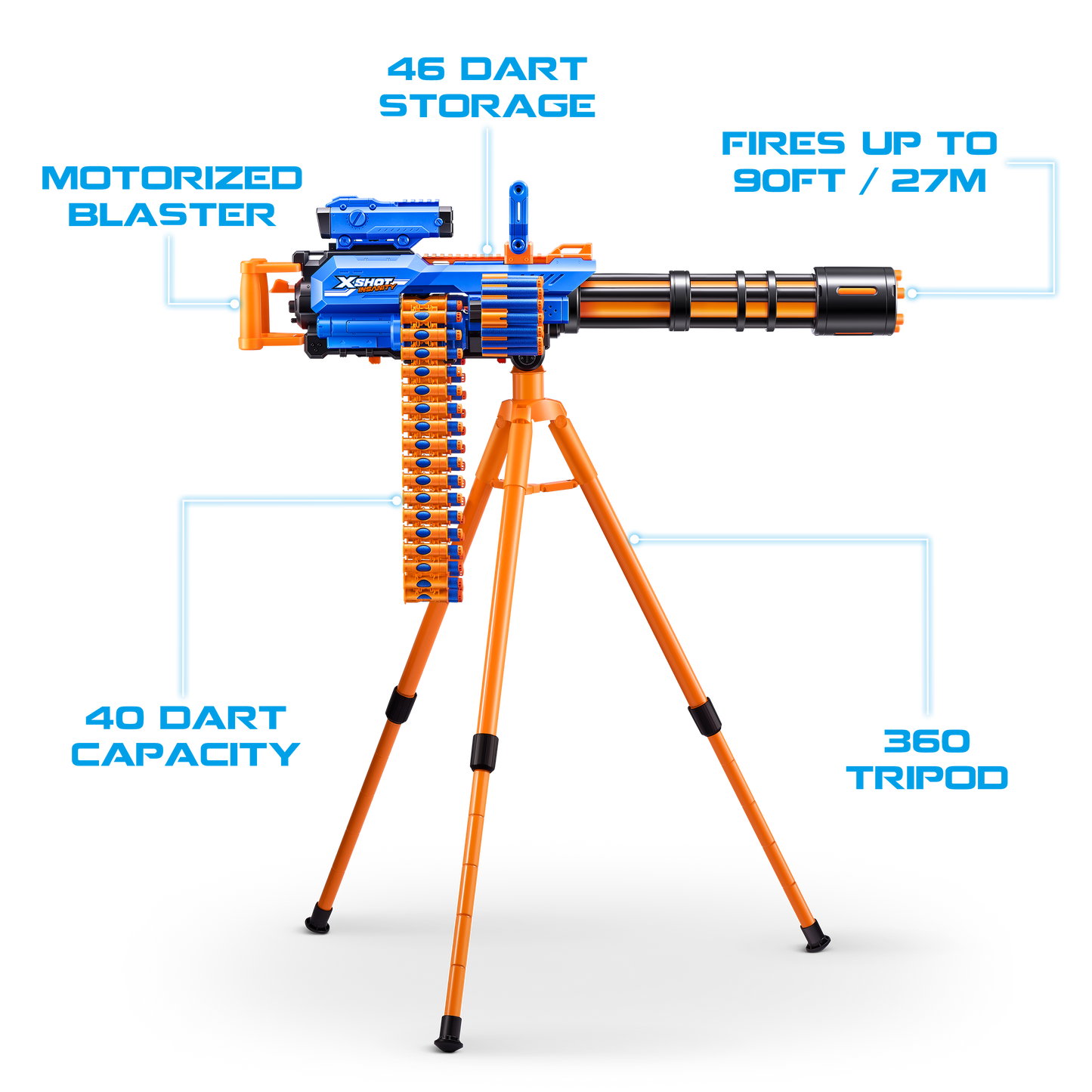 X-Shot Insanity Motorized Age Fire Gatling Gun w/ Tripod