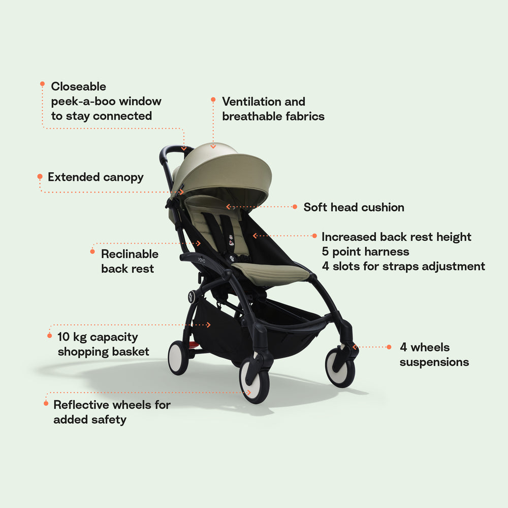 Stokke® YOYO³ Stroller with Black 6+ Color Pack
