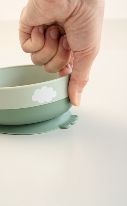 Done by Deer-Foodie first meal set w/suction - Happy Clouds -Green