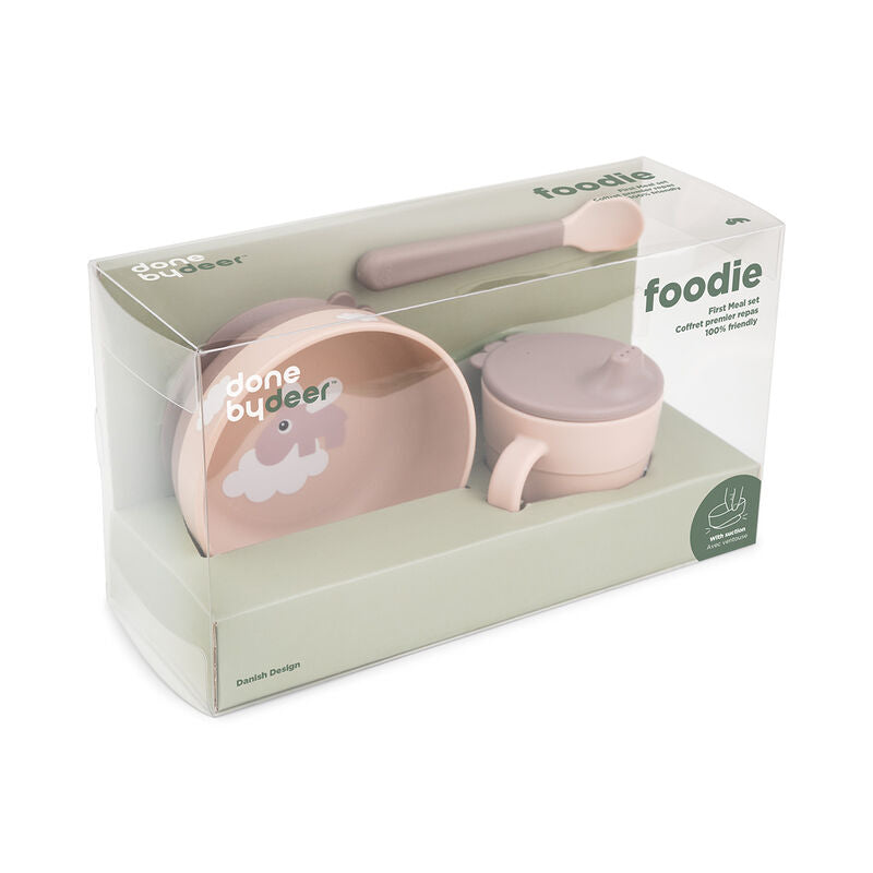 Done by Deer-Foodie first meal set w/suction - Happy Clouds -Powder