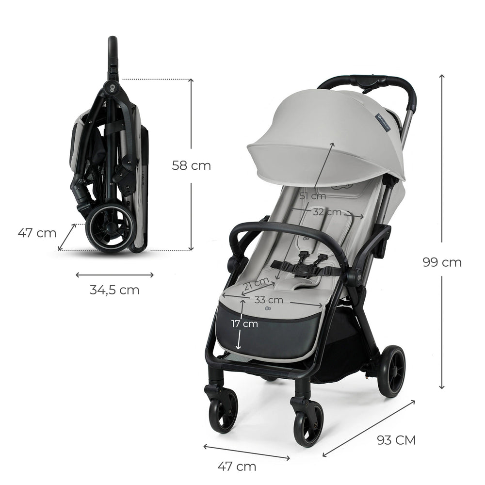 Kinderkraft - Apino Compact Auto-fold Baby Stroller - Dove Grey