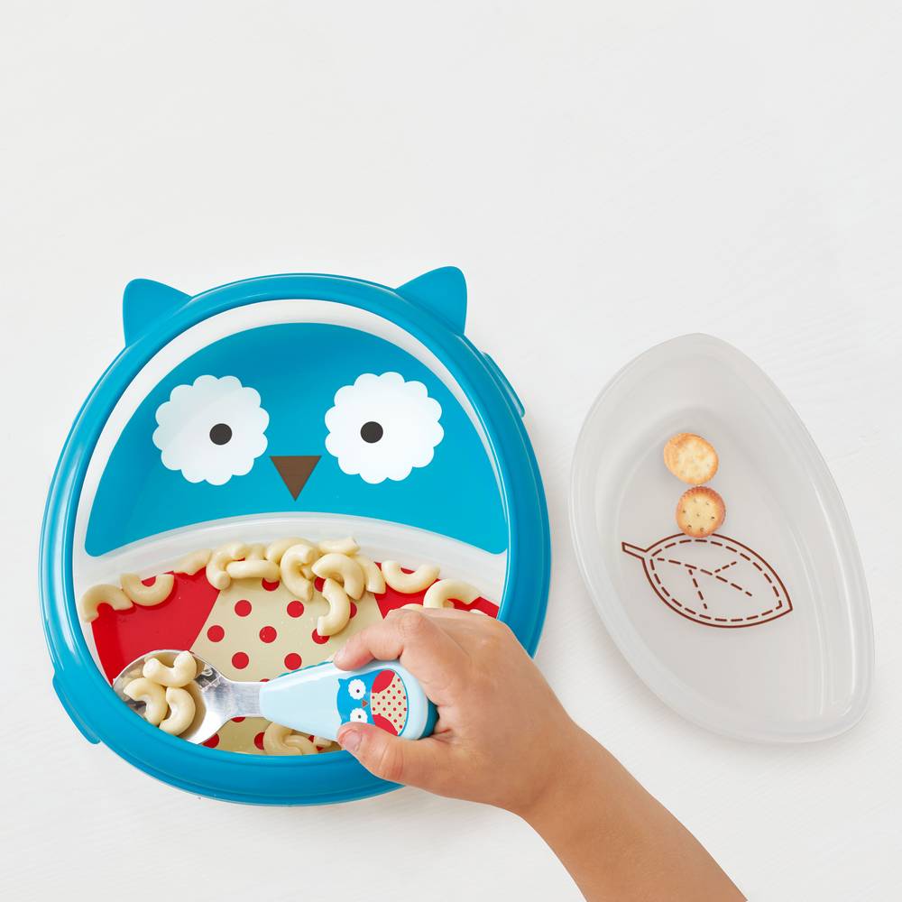 SkipHop-Zoo Smart Serve Plate & Bowl Set-Owl