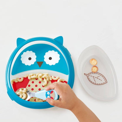 SkipHop-Zoo Smart Serve Plate & Bowl Set-Owl