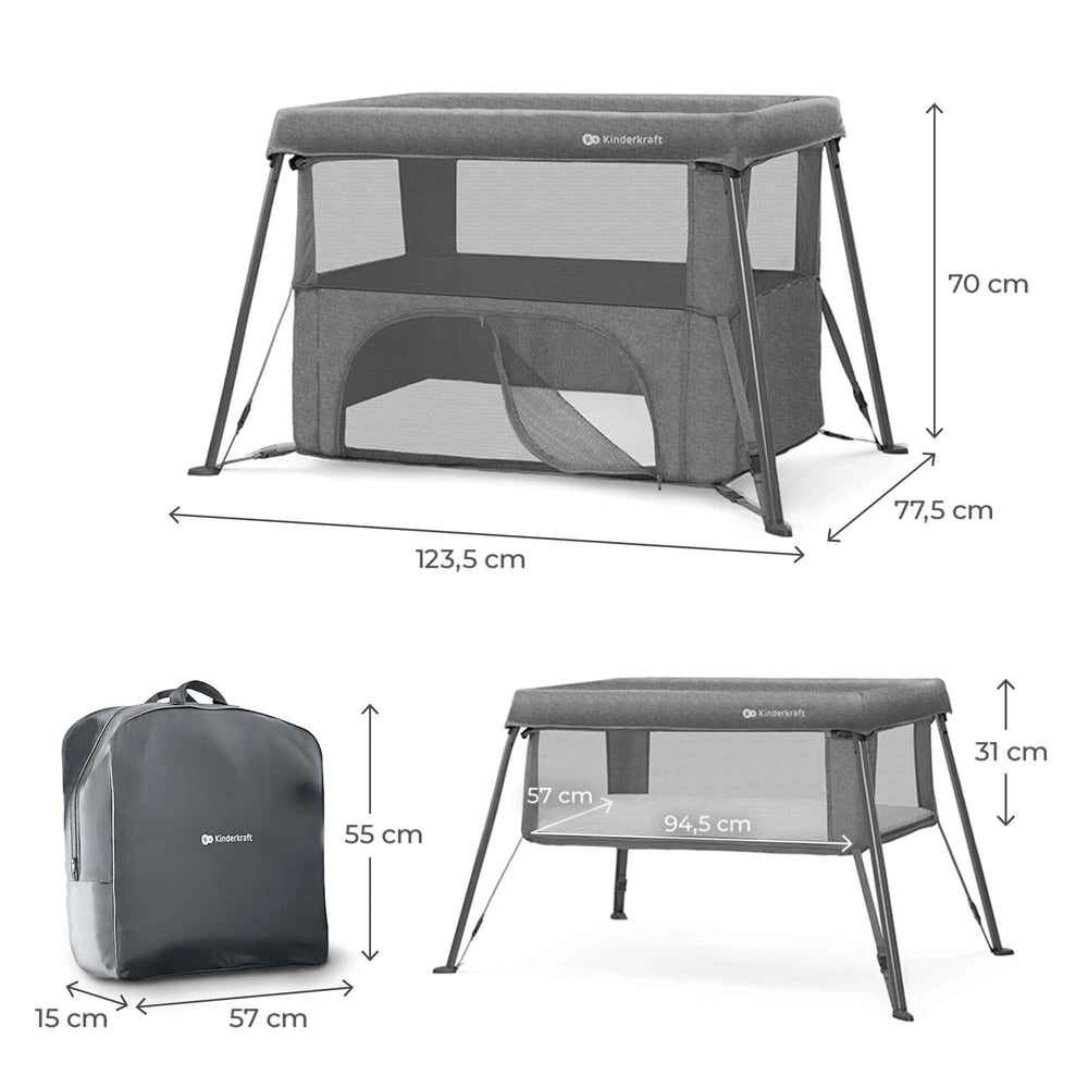 Kinderkraft - Cami 3-In-1 Baby Cot - Grey