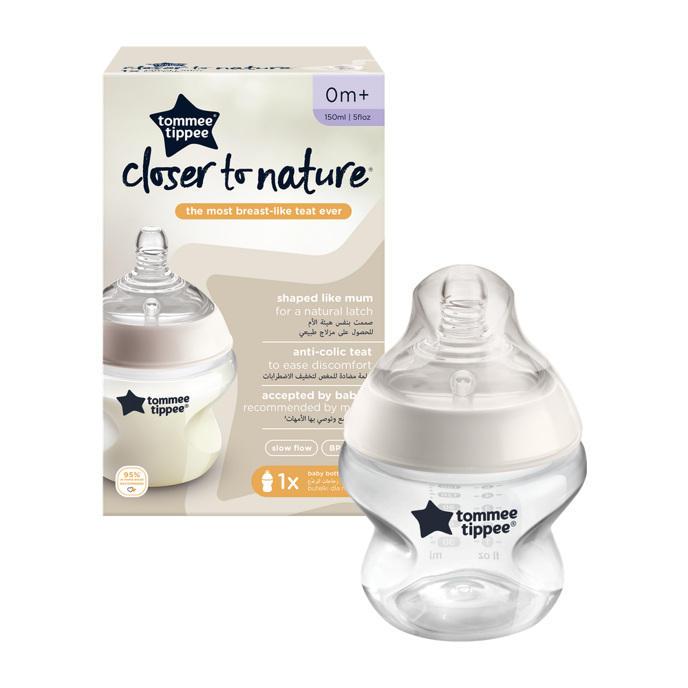 Tommee Tippee Closer to Nature Feeding Bottle, 150ml x 1  - Clear