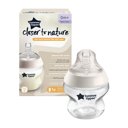 Tommee Tippee Closer to Nature Feeding Bottle, 150ml x 1  - Clear