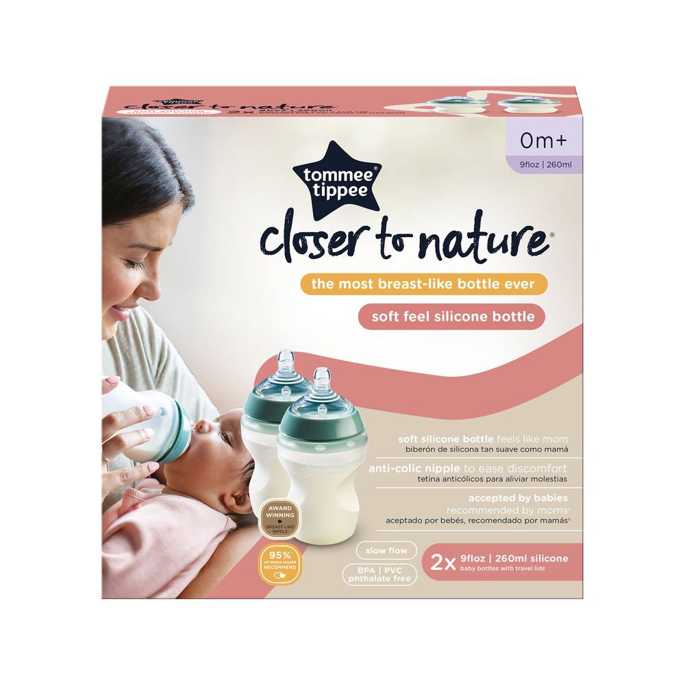 Closer to Nature Silicone Baby Bottle – 260 ml – 2 Pack