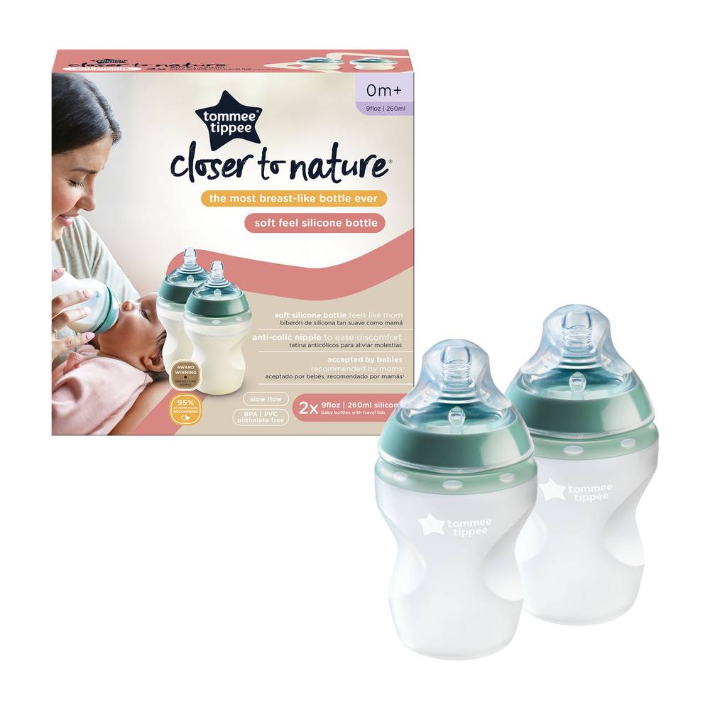 Closer to Nature Silicone Baby Bottle – 260 ml – 2 Pack