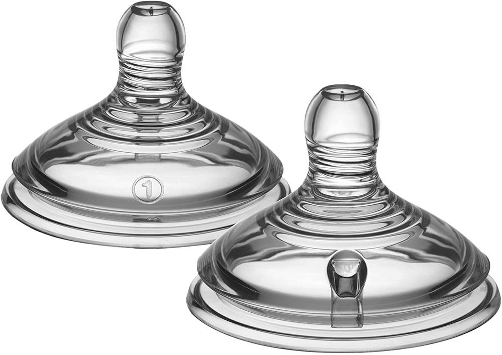 Tommee Tippee Closer to Nature Teats, Slow Flow x 2 - Clear