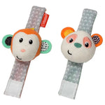 Infantino Wrist Rattles – Monkey & Panda Plush Baby Sensory Toys