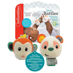 Infantino Wrist Rattles – Monkey & Panda Plush Baby Sensory Toys