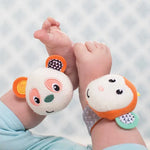 Infantino Wrist Rattles – Monkey & Panda Plush Baby Sensory Toys