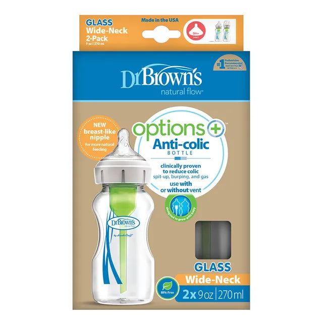 Dr. Browns - 270ml Glass Wide-Neck Options+ Bottle Pack Of 2