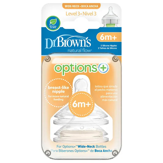 Dr. Browns - Level 3 Wide-Neck Silicone Options+ Nipple 2pcs