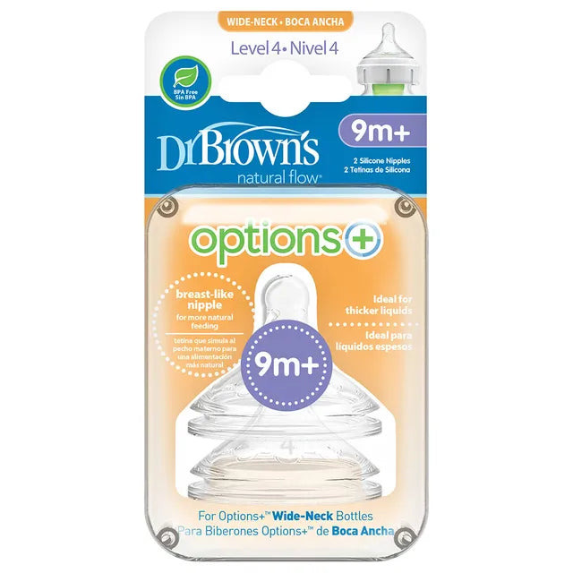 Dr. Browns - Level 4 Wide-Neck Silicone Options+ Nipple 2pcs