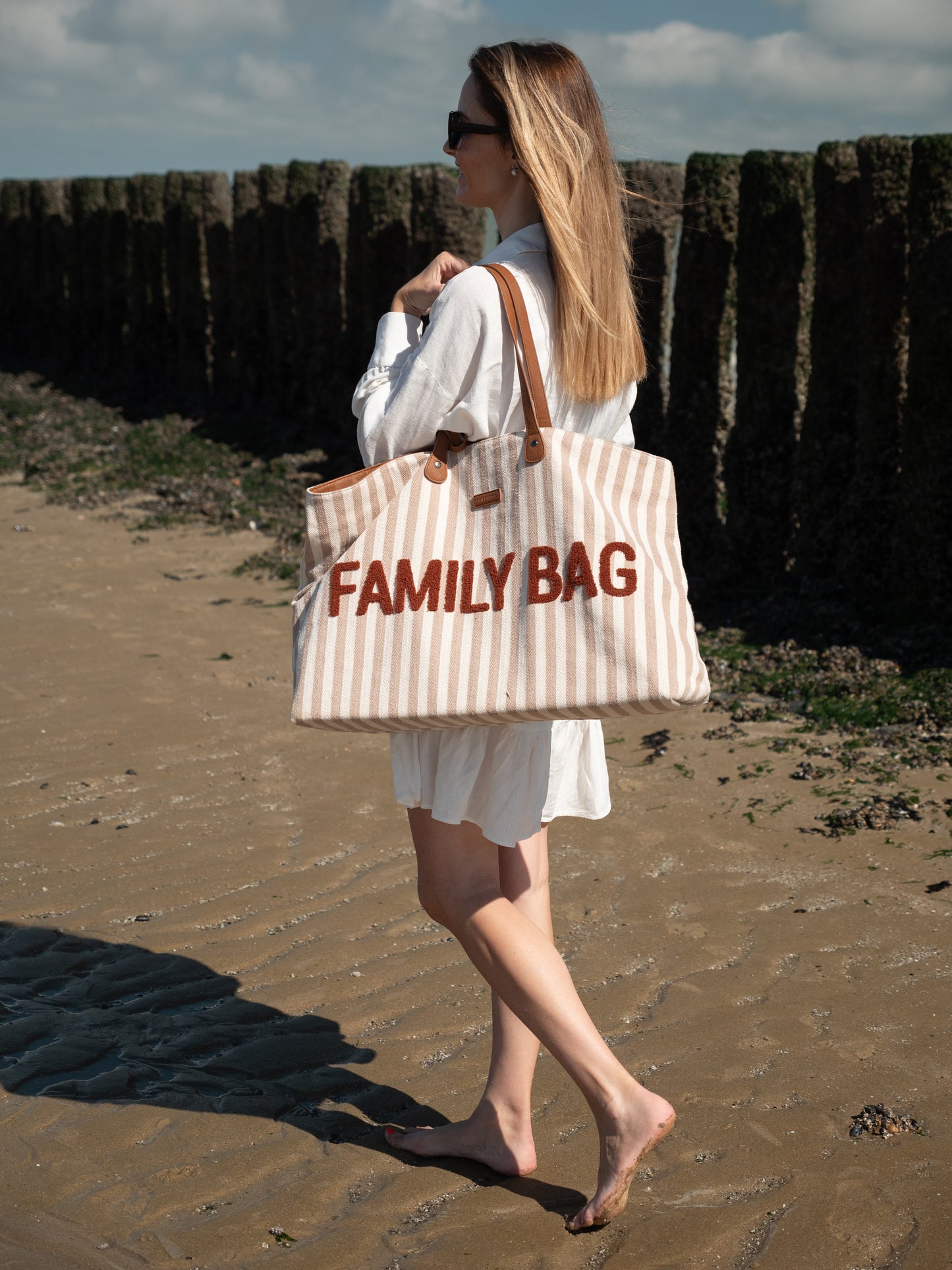 Childhome Family Bag - Stripes  Nude/Terracotta