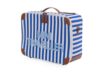 Childhome - Mini Traveller Kids Suitcase -Stripes Electric Blue/Light Blue