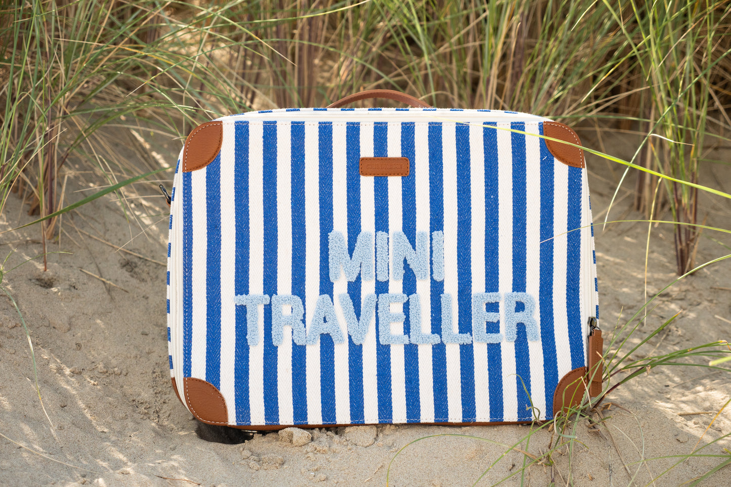 Childhome - Mini Traveller Kids Suitcase -Stripes Electric Blue/Light Blue