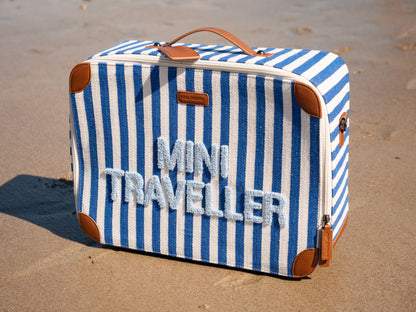 Childhome - Mini Traveller Kids Suitcase -Stripes Electric Blue/Light Blue