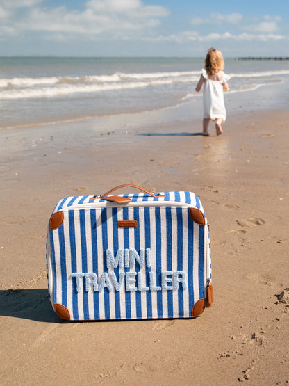 Childhome - Mini Traveller Kids Suitcase -Stripes Electric Blue/Light Blue