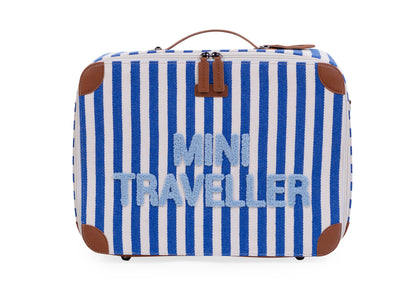 Childhome - Mini Traveller Kids Suitcase -Stripes Electric Blue/Light Blue