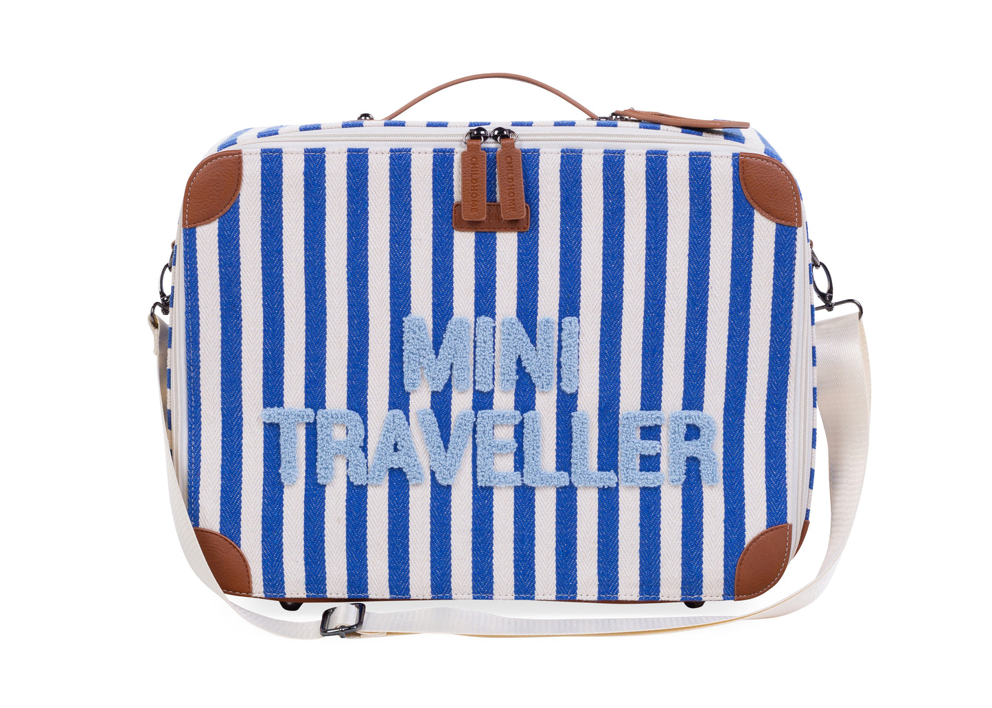 Childhome - Mini Traveller Kids Suitcase -Stripes Electric Blue/Light Blue