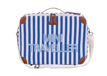 Childhome - Mini Traveller Kids Suitcase -Stripes Electric Blue/Light Blue