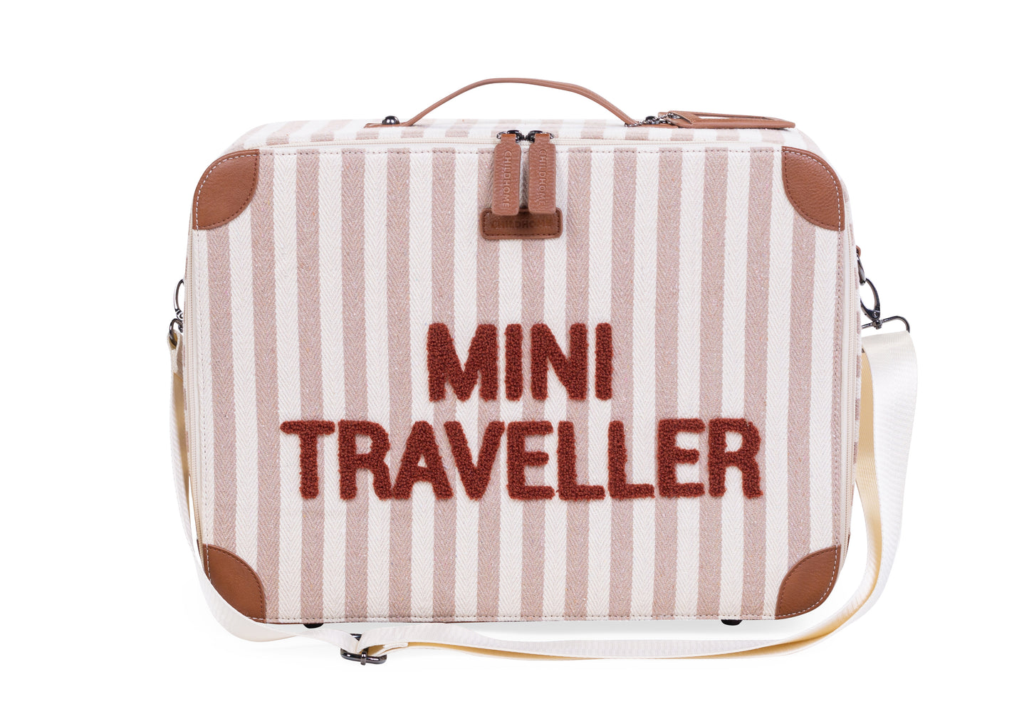 Childhome - Mini Traveller Kids Suitcase -Stripes Nude/Terracotta