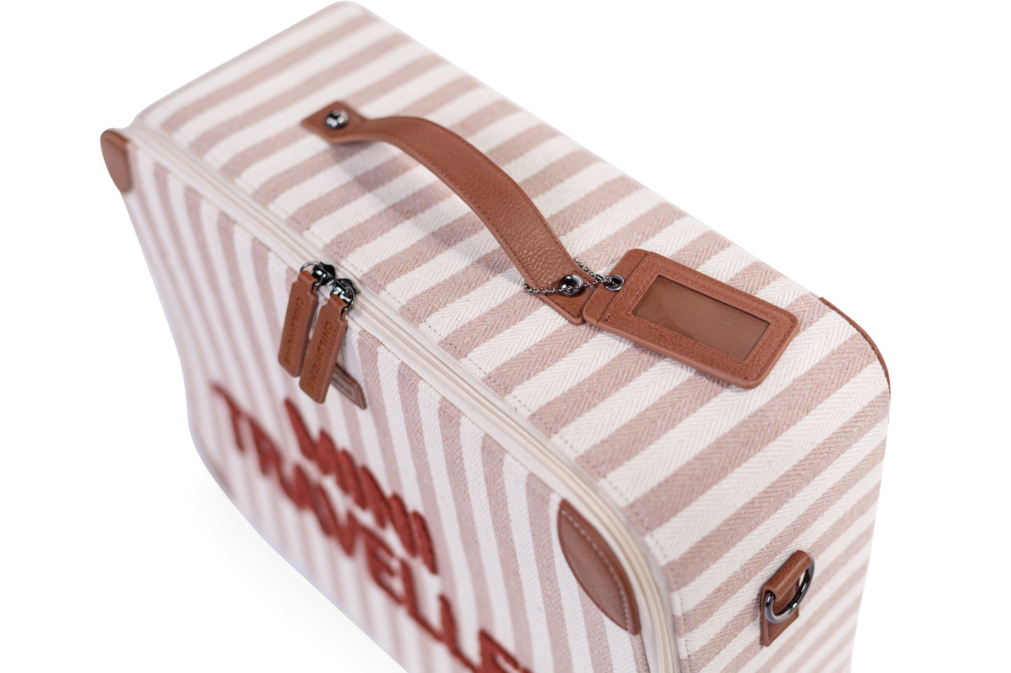 Childhome - Mini Traveller Kids Suitcase -Stripes Nude/Terracotta