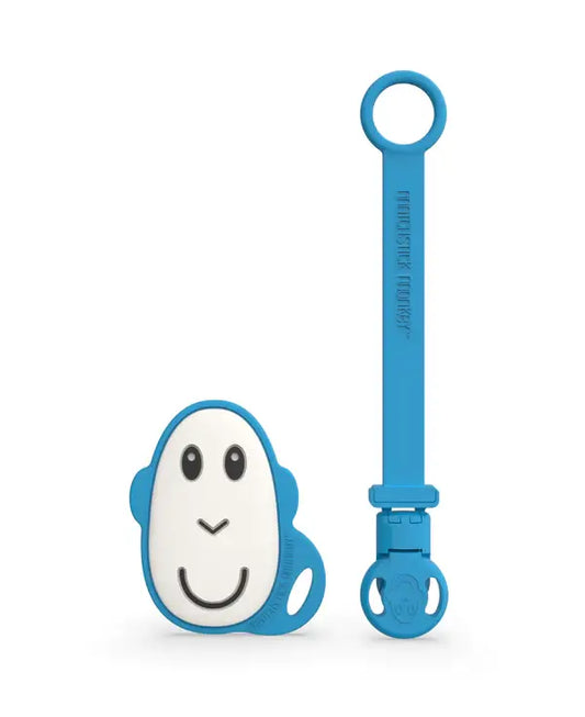 Matchstick Monkey - Flat Face Teether and Soother Clip - Blue