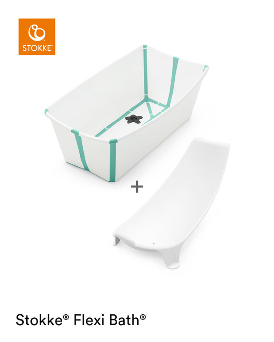 Stokke®-Flexi Bath + Newborn Support Bundle White Aqua