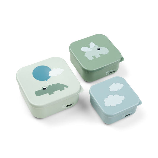 Done by Deer - Snack box set 3 pcs - Happy clouds - Green