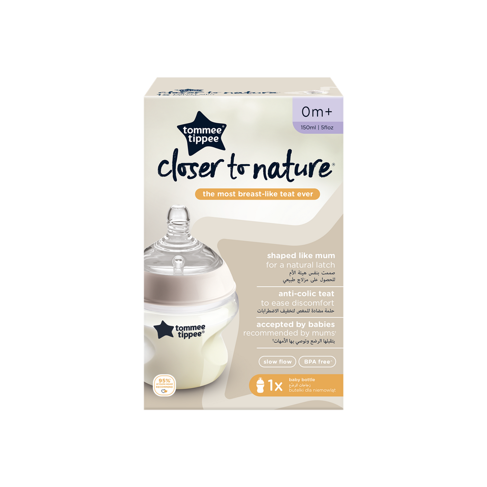 Tommee Tippee Closer to Nature Feeding Bottle, 150ml x 1  - Clear