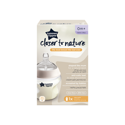 Tommee Tippee Closer to Nature Feeding Bottle, 150ml x 1  - Clear