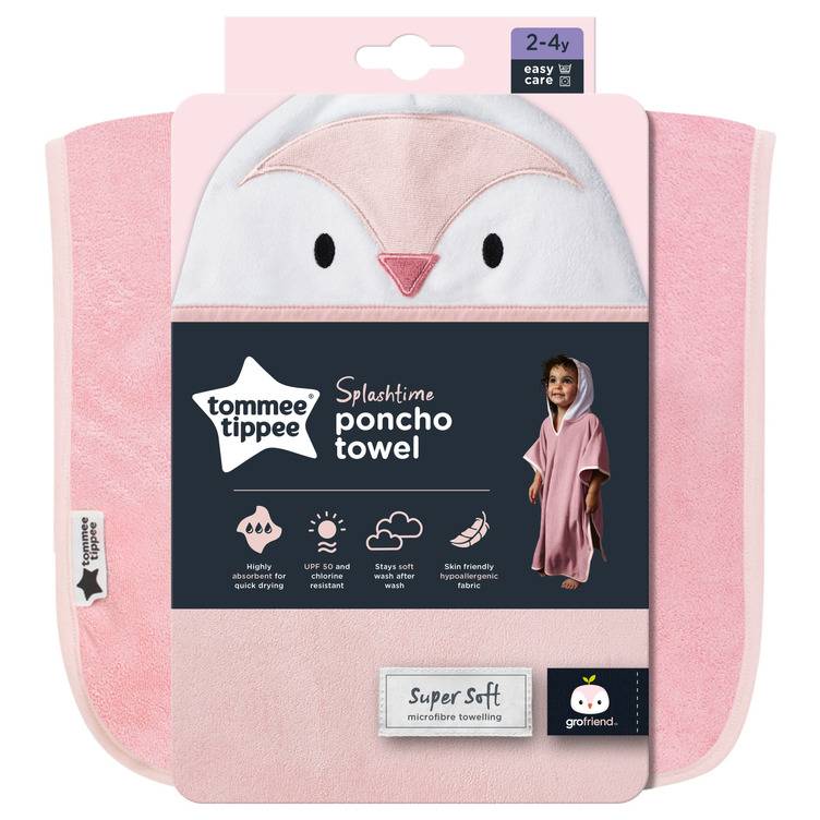 Tommee Tippee Splashtime Hooded Poncho Towel, 2-4 Years, Pink