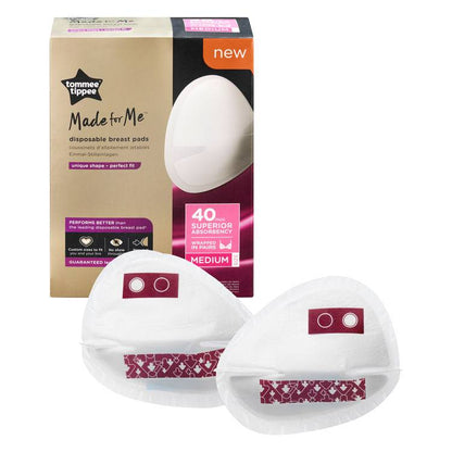 Tommee Tippee Made For Me Disposable Breast Pads 40pcs Wrapped In Pairs Medium Size