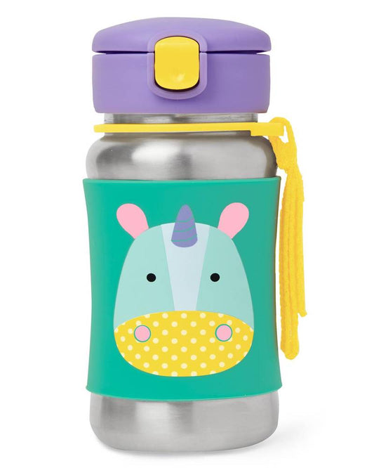 SkipHop - Zoo Stainless Steel Little Kid Straw Bottle-Unicorn