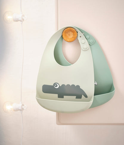 Done by Deer Silicone bib 2-pack - Croco - Green