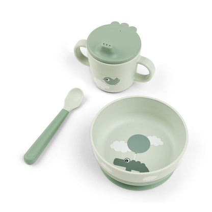 Done by Deer-Foodie first meal set w/suction - Happy Clouds -Green