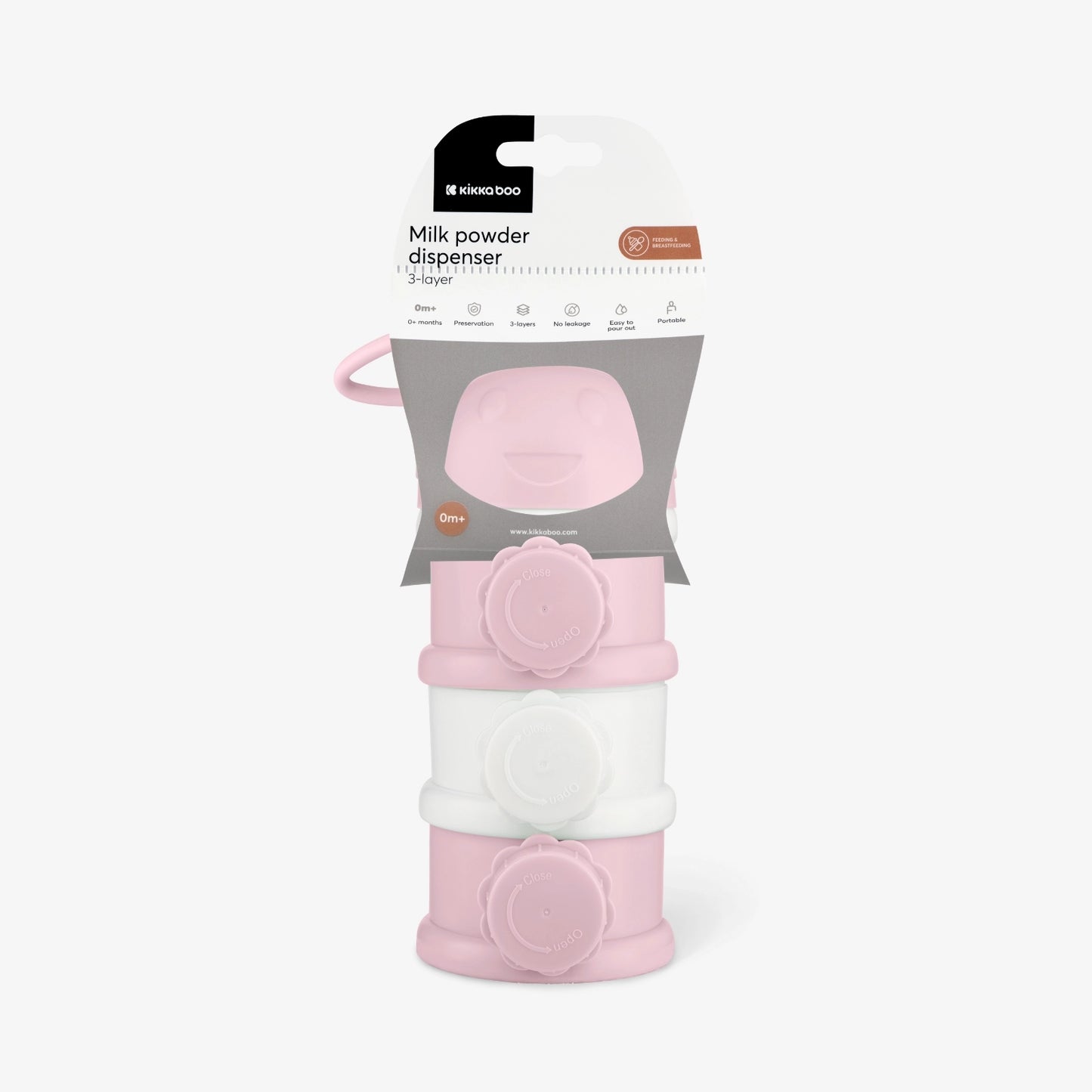 Milk powder dispenser 3-layer Pink-Kikkaboo