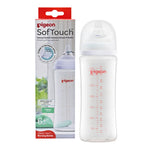 Mother feeding baby with Pigeon SofTouch nursing bottle