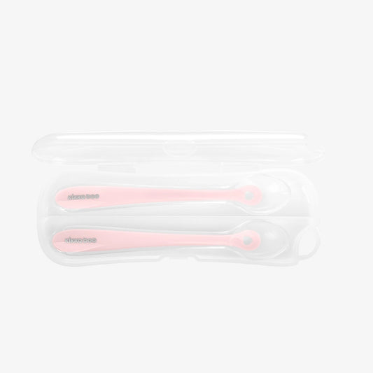 Silicone Spoons with Case 2pcs Pink-Kikkaboo