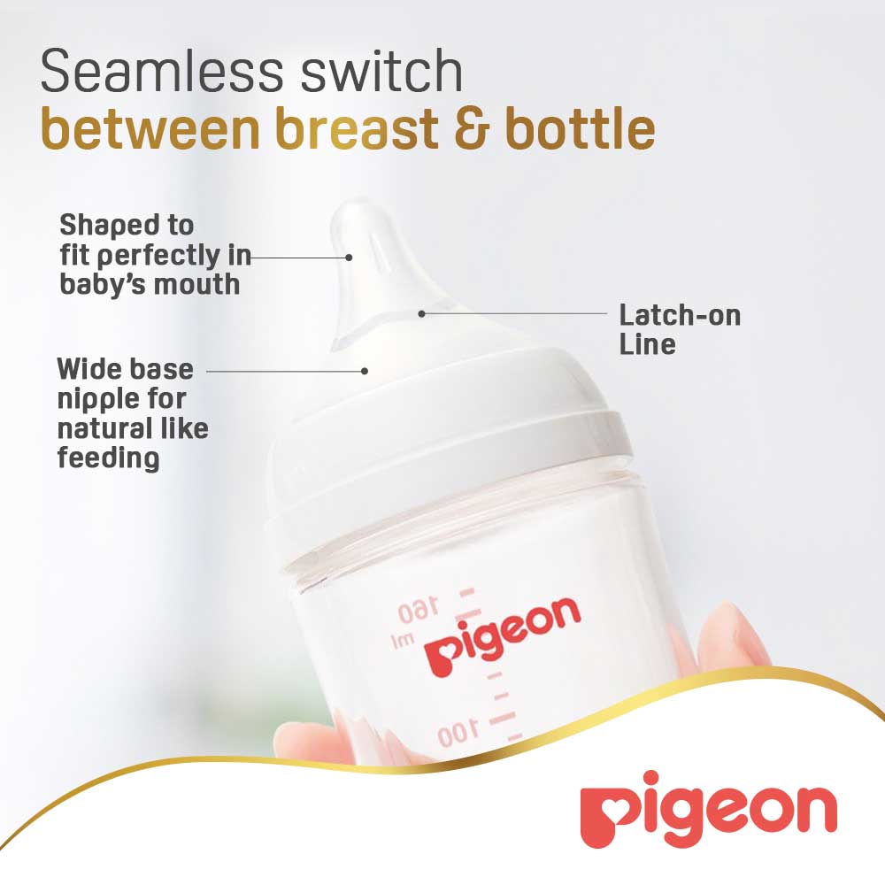 Pigeon SofTouch bottle nipple with latch-on line and wide base