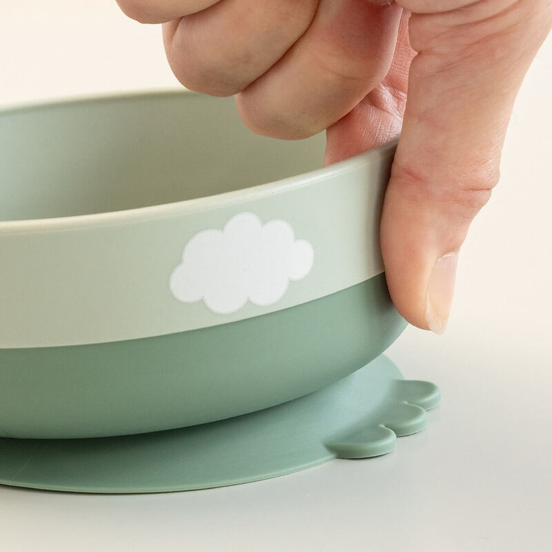 Done by Deer-Foodie first meal set w/suction - Happy Clouds -Green
